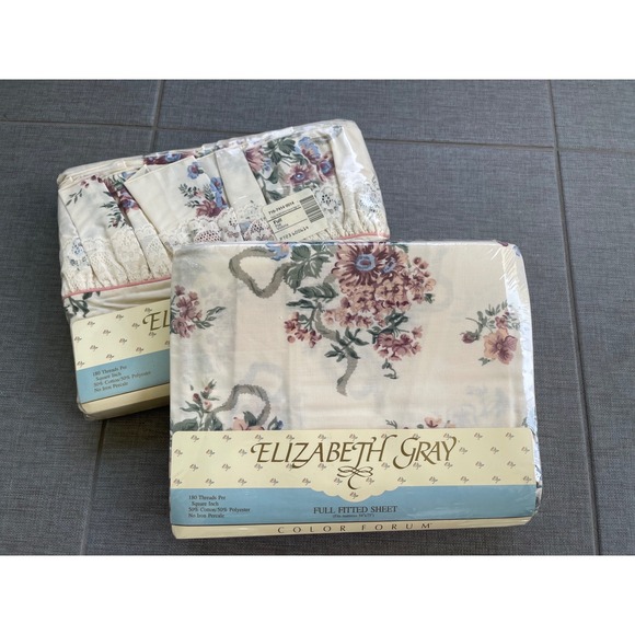 Elizabeth Gray Other - Vintage Elizabeth Gray Victoria Floral Full  Flat & Fitted Sheet Set NEW Cottage